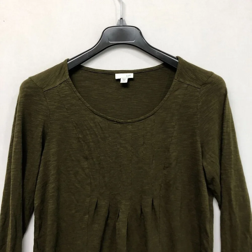J Jill Women Long Sleeve Blouse Top Shirt Size Medium Petite Olive Green B305 -6 - Picture 10 of 13